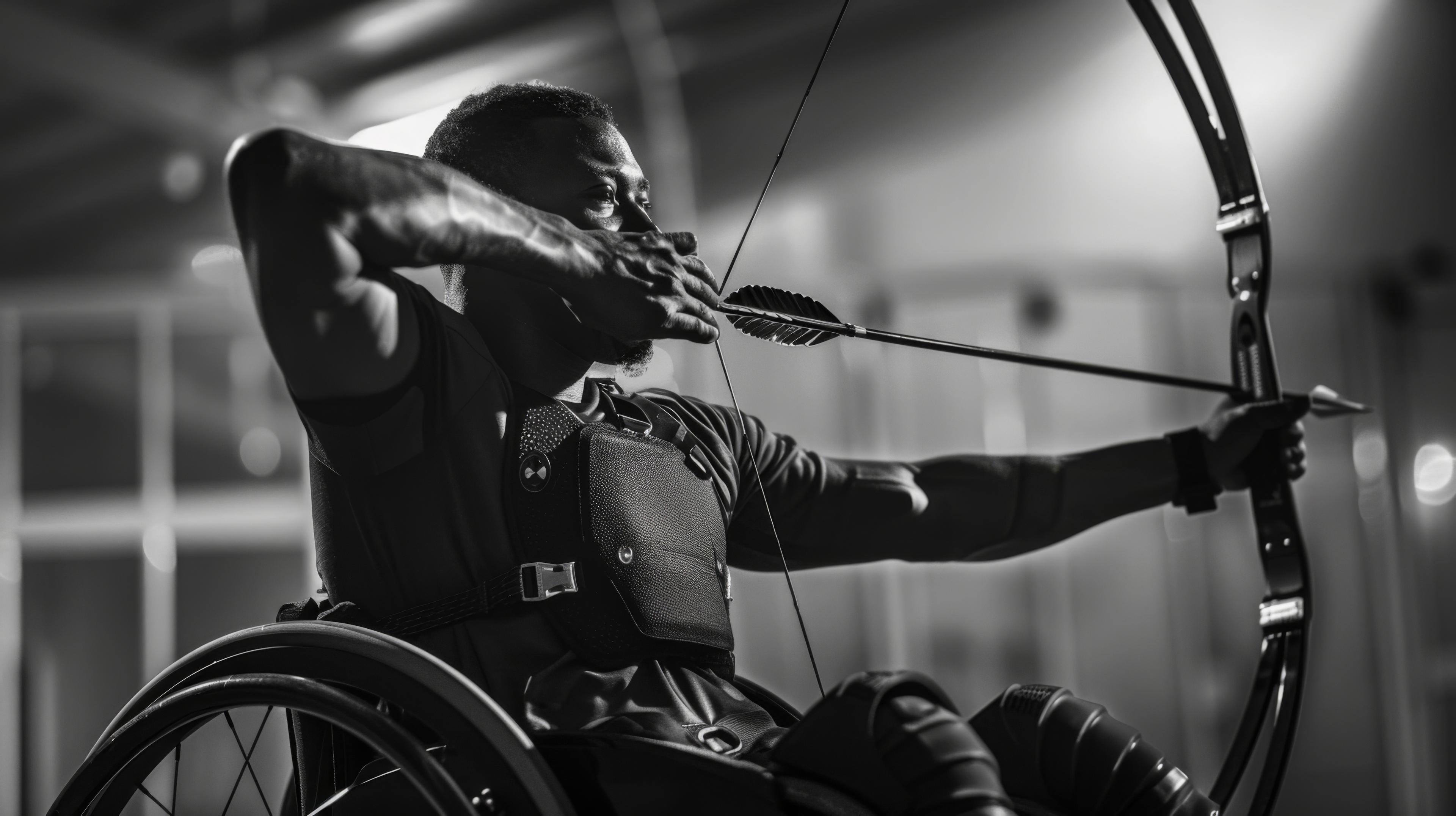 Paralympic archer at full draw