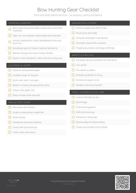 Bow Hunting Gear Checklist