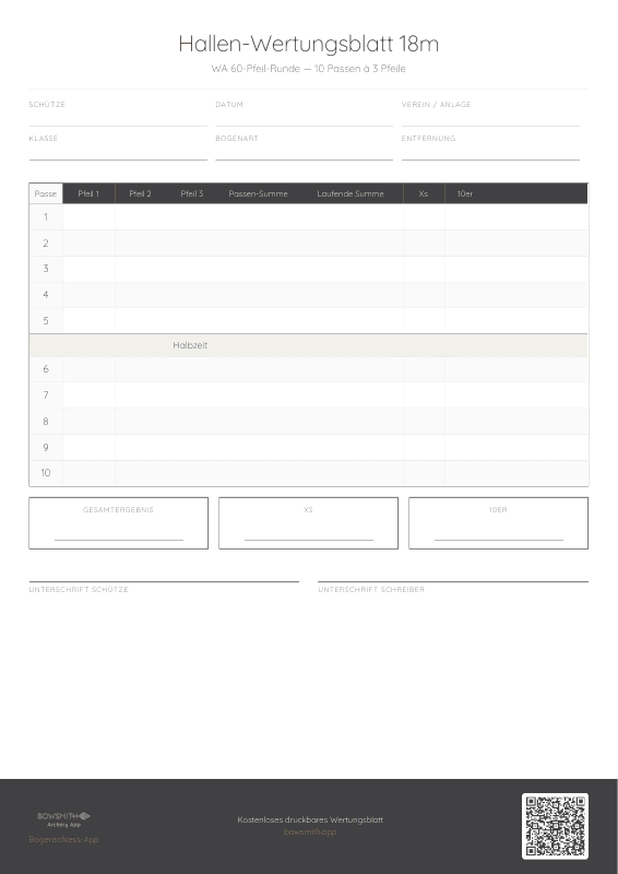 Hallen-Wertungsblatt 18m