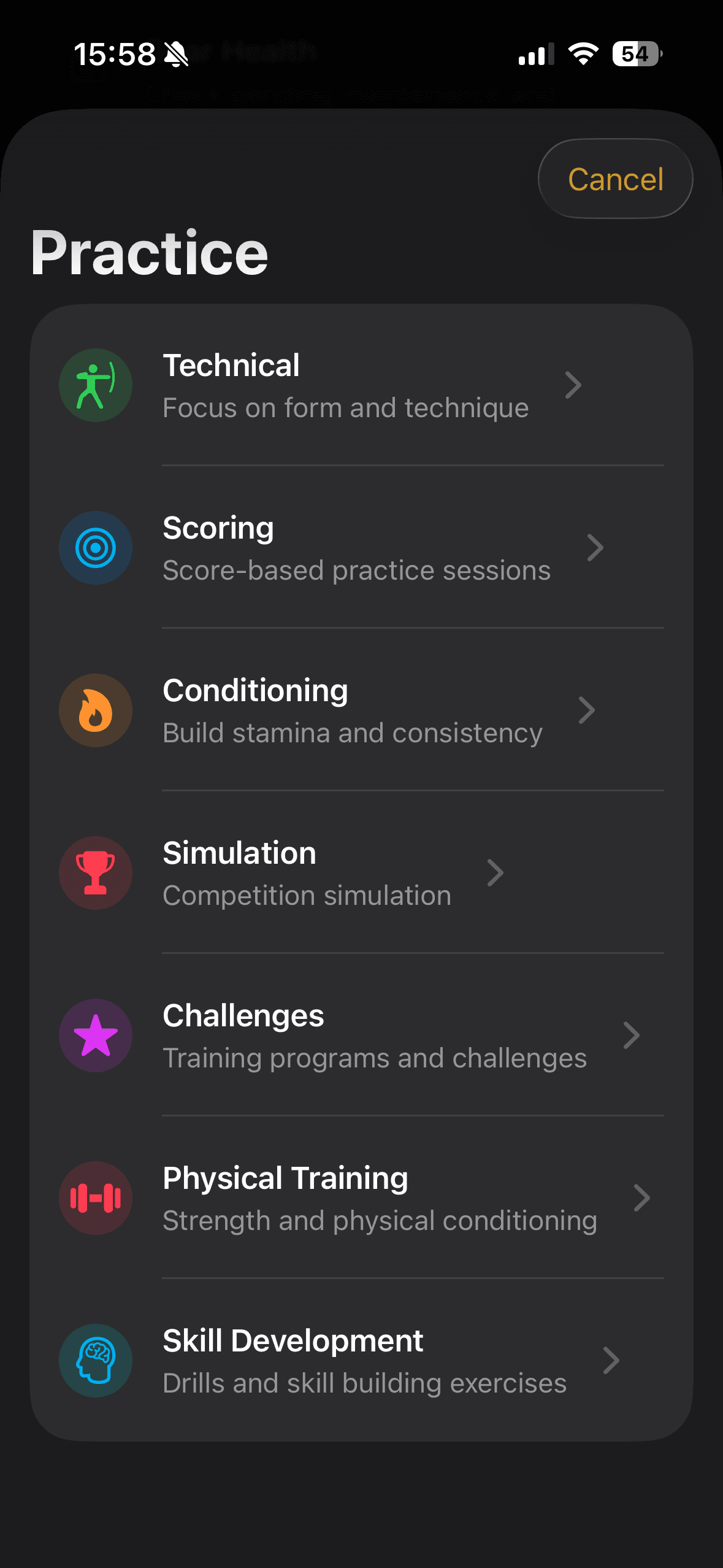 BowSmith Trainingsarten — Technik, Wertung, Kondition, Simulation und Challenges