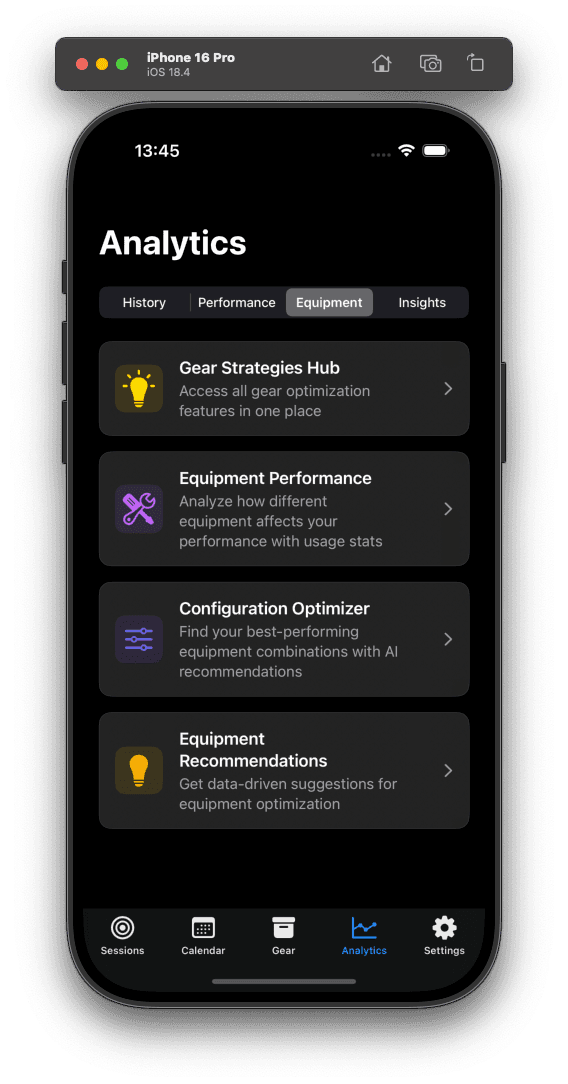 Přehledy vybavení - Výkon vybavení a AI doporučení